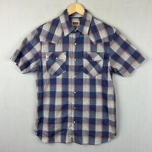 Levi's Plaid Pearl Snap Short Sleeve Button Up Shirt Blue/Red Men's Size S